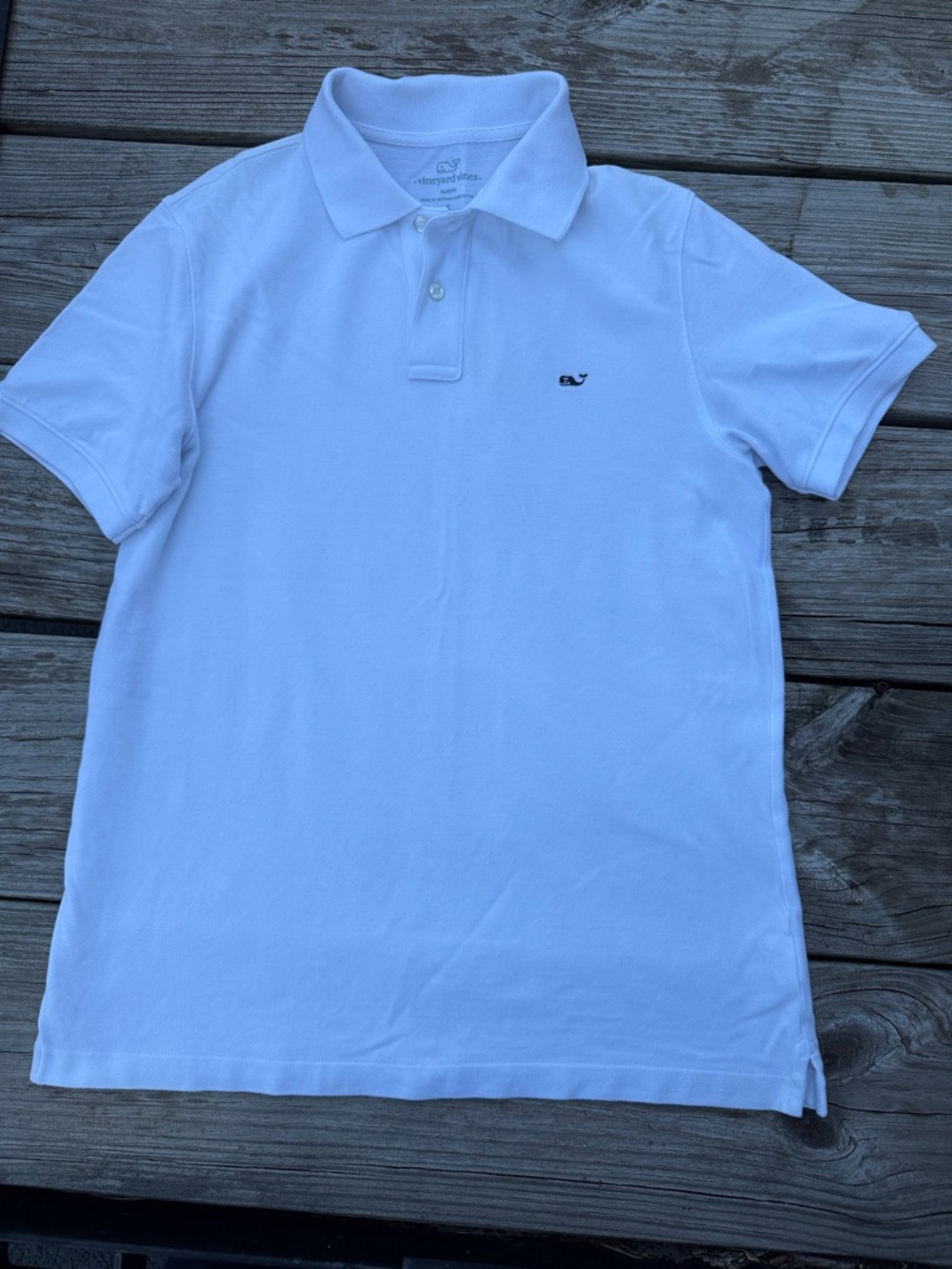 Vineyard Vines White Short-Sleeve Polo with Whale Logo